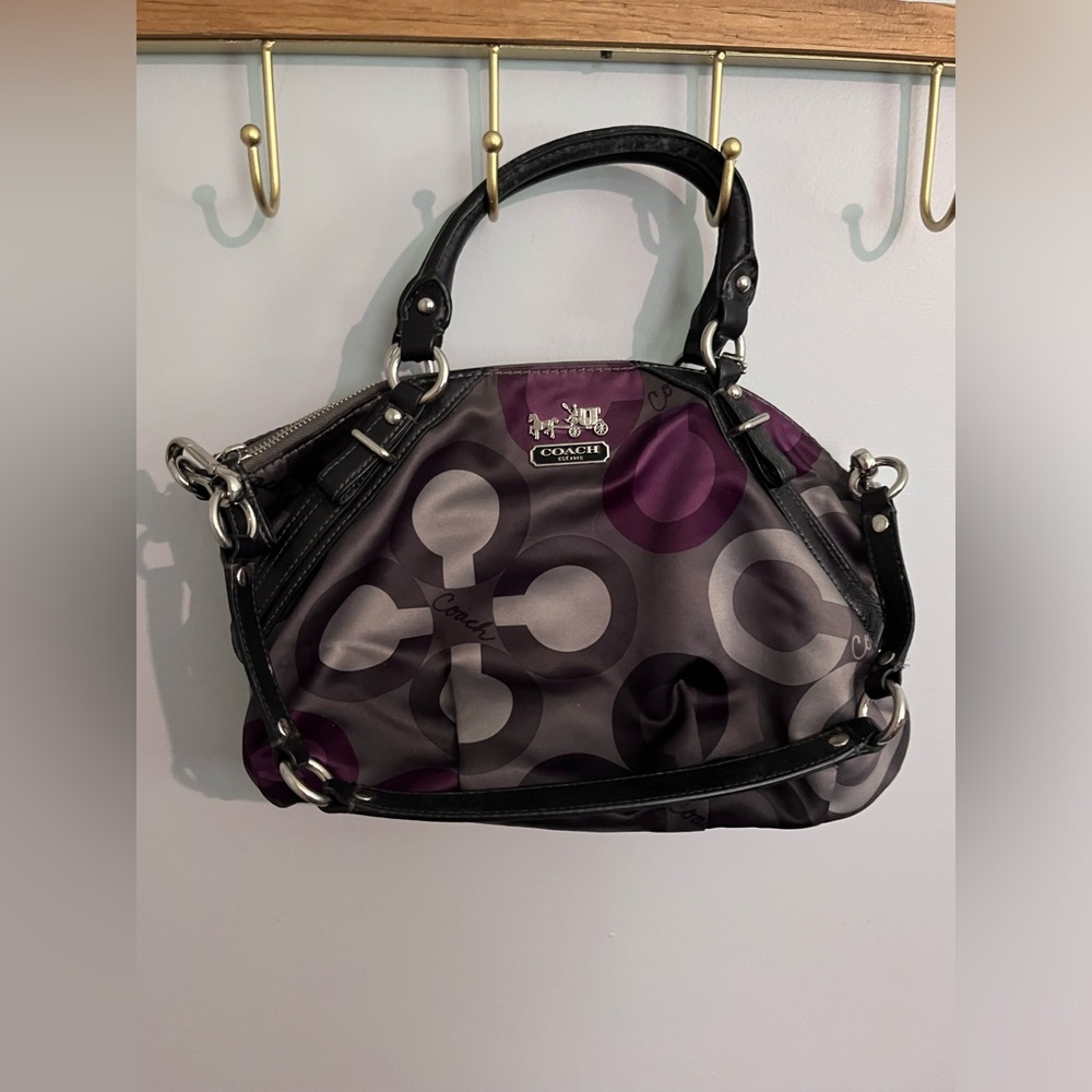 Coach Madison Sophia Satin Clover Handbag.